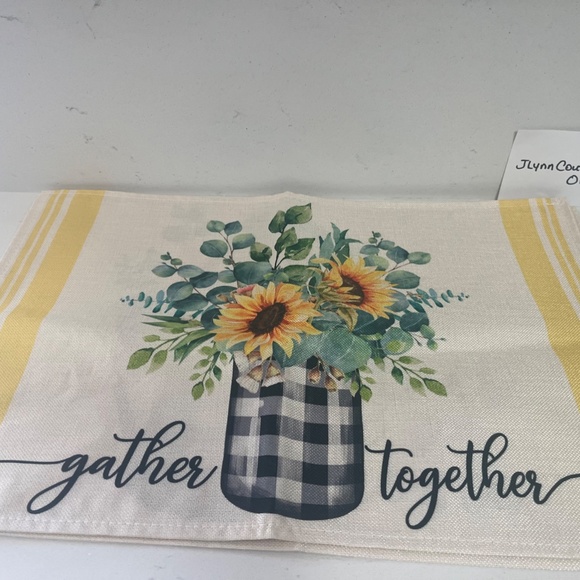 NEW 4 Sunflower Placemats, Buffalo plaid placemats, NEW Summer courtly Check MC - Picture 1 of 3